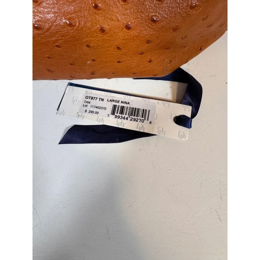 Dooney & Bourke Nina Ostrich Embossed Leather Hobo Bag Cognac Tan Shoulder Purse - Picture 11 of 11